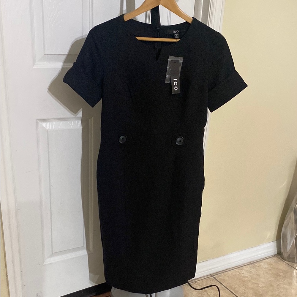 Black Short Sleeve Sheath Dress